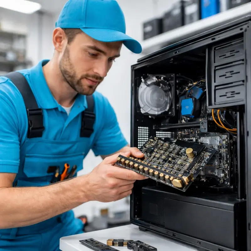 Мастер устанавливает звуковую карту на ПК в посёлке Электроугли